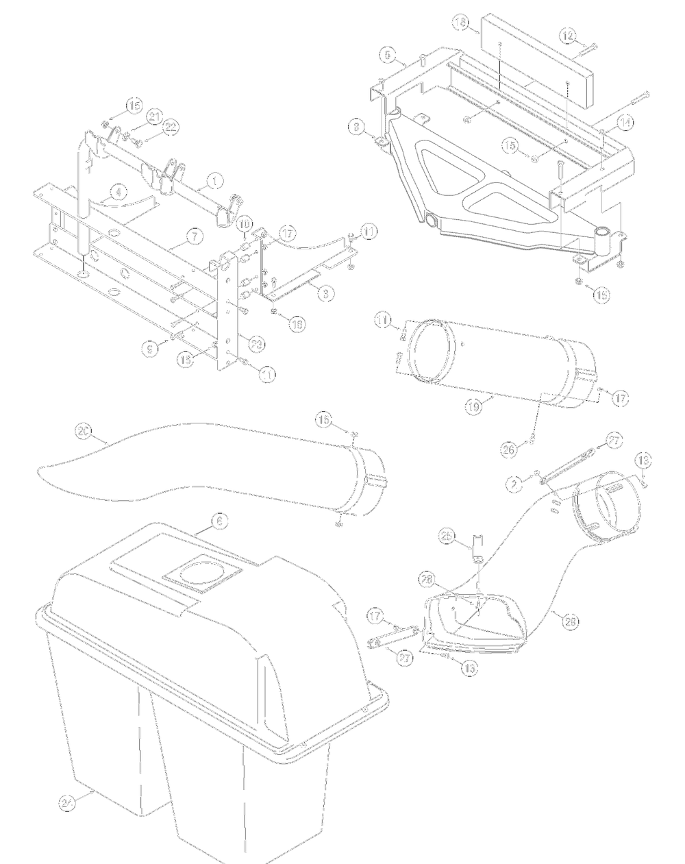 Attachment / 590-302 42 Inch Double Bagger (2008) 590-302-000 (2008) / General Assembly Diagram and Parts List for 17AA5AAG700 2008 Yard Machines Lawn Tractor